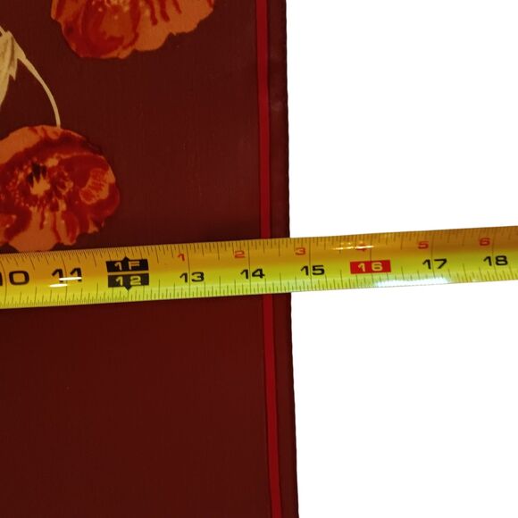 Anne Klein Silk Poppy Flowers Floral Scarf Brown Dark Red Cream Oblong 14" x 58" - Picture 15 of 15